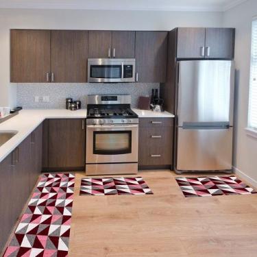 Imagem de Kit Passadeira Tapete Cozinha 3 Peças Antiderrapante Decorativo Confor