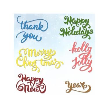 Imagem de Palavras de Natal para fazer cartões, moldes de corte de feliz ano novo, férias, letras de agradecimento, estêncil, molde de gravação para scrapbook, cartões, álbuns, materiais de artesanato