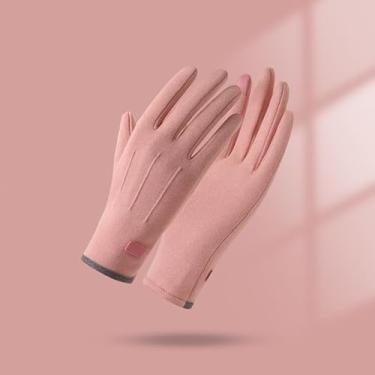 Imagem de Luvas térmicas femininas de inverno – Luvas de condução de clima frio forradas com lã escovada para ciclismo, esportes ao ar livre (rosa)