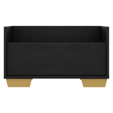 Imagem de Mesa de Cabeceira 60 Cm com Pés Quadrados Preta l - MULTIMOVEIS