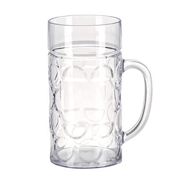 Imagem de XUYUH Caneca de cerveja de plástico inquebrável, copo de bebida inquebrável com alça de leite, café, copos de água, copo de champanhe reutilizável para bar, 1000 ml