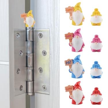 Imagem de UFURMATE 8 peças de Natal Goblins cabeça dobradiça decoração de casa magnético colorido gnomo decorativo topo para dobradiças arte fofa estatueta de anão dobradiça cabeça ímãs ornamentos