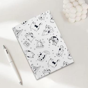 Imagem de Caderno diário de gato fofo para o trabalho, caderno de redação A5 (21 x 14,7 cm), caderno pautado na faculdade, agenda de viagem forrada para escrever, presentes para amantes de gatos 1