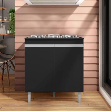 Imagem de Balcão De Cozinha 2 Portas Cambrigde Preto Fosco