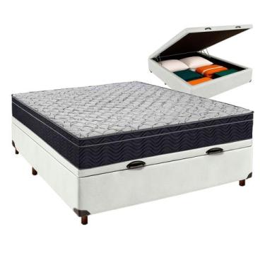 Imagem de Box Bau Blindado Branco + Colchão Casal Airtech 150 Ortobom