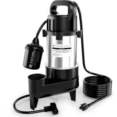 Imagem de FOTING Bomba Submersível De Esgoto/Efluentes De 1 Hp, Aço Inoxidável E Ferro Fundido, 5600 Gph, Bomba Séptica Automática/Manual, Bombas De Depósito Para Porão, Fossa Séptica, Poço De Esgoto, Sistem