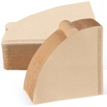 Imagem de FsLvniu Filtro de café, tamanho 02 filtros de café cônicos, descartáveis, 100 filtros de papel natural cru, 2 a 4 xícaras para V60 para derramar sobre conta-gotas e cafeteira de gotejamento