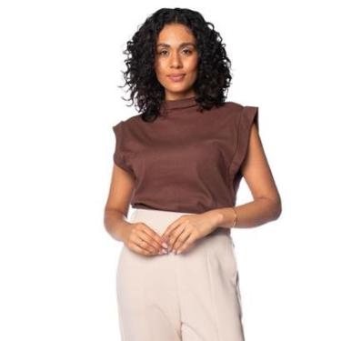 Imagem de Blusa Feminina LZT Canelada Gola Alta Marrom Escuro-Feminino
