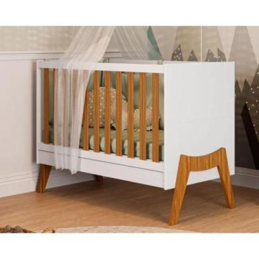 Imagem de Berço Peroba Guti Retrô 5 em 1 - Branco/Amêndoa