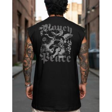 Imagem de Regata Over Machao Anjo Money 100% Algodão Conforto Verão - AL7, Preto