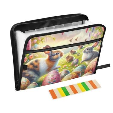 Imagem de Pasta de arquivo expansível de coelhos e ovos de decoração de páscoa A4 Pasta sanfonada de documentos em papel para escritório escolar em casa