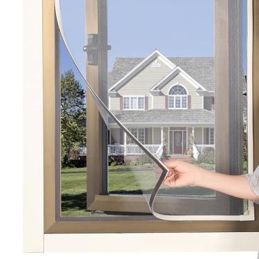 Imagem de RODENET Tela magnética para janela faça você mesmo, tela de tela de tela ajustável, tela de substituição para janela, serve para molduras brancas de até 129,5 x 149,9 cm com malha de fibra de vidro