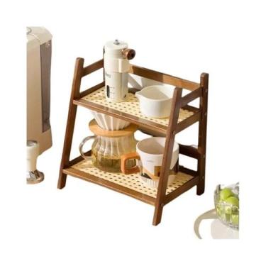 Imagem de Prateleira De Parede De Bambu Multifuncional Para Copos De Café, Organ