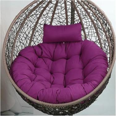 Imagem de Almofada para cadeira suspensa em formato de ovo, almofada redonda para cadeira de balanço com encosto de cabeça removível, 89 x 89 cm (35 x 35 polegadas).