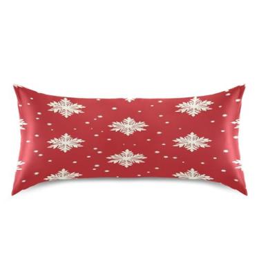 Imagem de Blueangle Fronha de cetim branco flocos de neve para cabelo e pele, fronha de seda, tamanho king (50,8 x 101,6 cm) - fronhas de cetim com fecho de envelope (601)