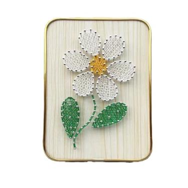 Imagem de MerainMe Kit de arte de corda 3D DIY artesanato de flores brancas decoração de casa conjunto de desenho sinuoso para crianças, família iniciante, presente de Natal feito à mão (inclui todos os