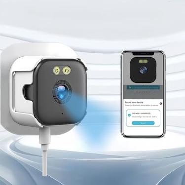 Imagem de Tangxi Câmera de Janela 2K, Câmeras Internas WiFi de 2,4 GHz e 5 GHz para Segurança Doméstica, Com Visão Noturna Colorida AI, Detecção de Movimento, áudio Bidirecional (branco)