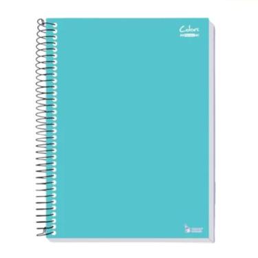 Imagem de Caderno 10 matérias 200 folhas Azul turquesa Linha Colors