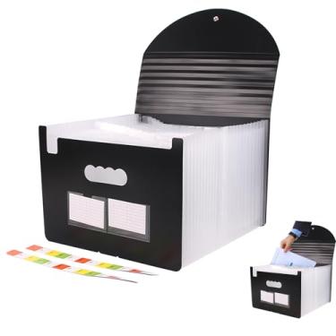 Imagem de Pasta Sanfonada Organizadora A4 com 25 Bolsos e Divisórias - Pasta Dobrável para Documentos, Recibos Fiscais e Contas Mensais - Inclui Etiquetas em Branco (Transparente)