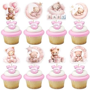 Imagem de Rsstarxi Topos de cupcake com ursos de bebê, balão da lua, urso de boa noite, palhetas de cupcake de revelação, festa temática, chá de bebê, meninas, festa de aniversário, acessórios de decoração de