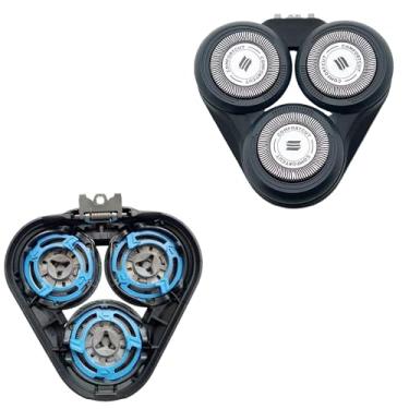 Imagem de Conjunto de cabeça de barbear de substituição SH50 compatível com barbeadores Philips Norelco série 5000, inclui tela de barbear e anel de retenção, cabeça lavável de fácil instalação