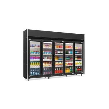 Imagem de Expositor 5 Portas Preto GEAS5P 4 Prateleiras 220v Gelopar