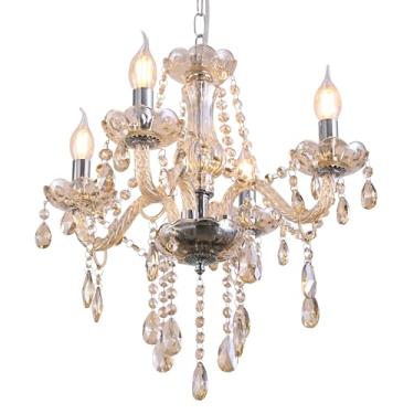 Imagem de YYSHCHEN Mini Lustre De Cristal Yyshchen, Vintage Pequeno Com Vela Para Sala Jantar, Es...