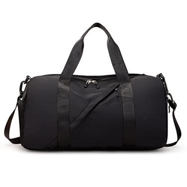Imagem de Bolsa de ginástica moderna bolsa de viagem com compartimento molhado e compartimento de sapatos, bolsa de viagem unissex grande capacidade à prova d'água bolsa tiracolo bolsa de viagem bolsa de viagem com manga de bagagem, Preto, Bolsa de viagem para academia