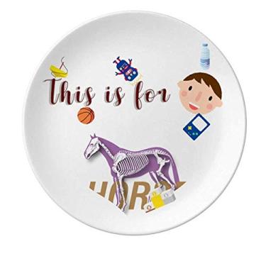 Imagem de Prato de porcelana tipo de corpo cavalo esqueleto prato redondo menino homem