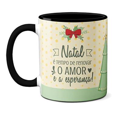 Imagem de Caneca Amor E Esperança Renovados No Natal Presente Fofo (Preta)