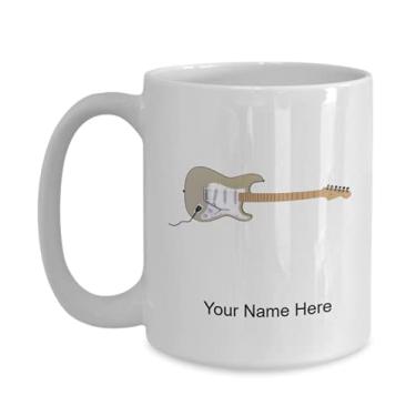 Imagem de Caneca de guitarra elétrica personalizada - Caneca de café para amantes de guitarra elétrica, ideia de amantes, crianças, meninos e meninas - Caneca de café de 425 g