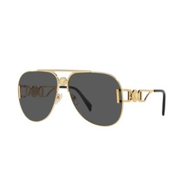 Imagem de Versace Óculos de sol unissex armação dourada, lentes cinza escuro, 63 mm, Dourado, Medium