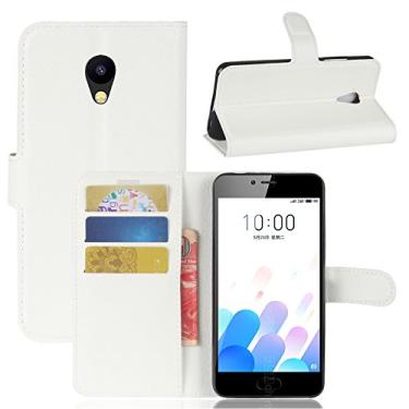 Imagem de Capa carteira MEIZU M5C, capa carteira flip de couro PU premium com compartimento para cartão, suporte e fecho magnético [capa interior à prova de choque de TPU] Compatível com MEIZU M5C
