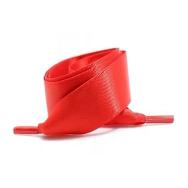 Imagem de 1Pair Satin Shoe Laces Flat Silk Ribbon Shoelaces Width Boots Sneakers Laces For Shoes Length (Color : Red, Size : 120cm)