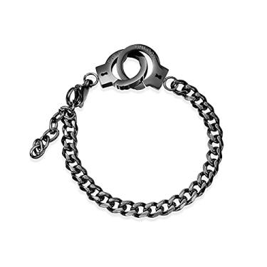 Imagem de Gilieyer Pulseira de algemas, pulseira de aço inoxidável, tornozeleira para homens, mulheres, casais, design de algemas, combinação de distância, amizade, melhores amigos, pulseira de tornozelo, Aço