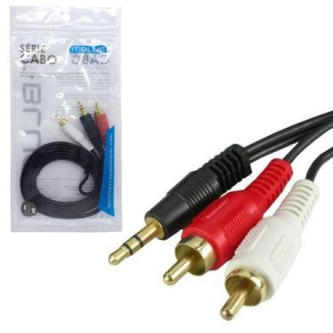 Imagem de Cabo De Áudio P2 Para 2 Rca 1,3 Metros Caixa De Som, Celular - ITBLUE,