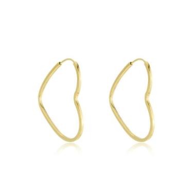 Imagem de Par De Brincos Ouro 18k 750 Argola Coração 18mm Thile Jóias