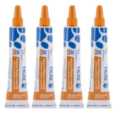 Imagem de Kit 4 Cola para Cano Adesivo Plástico Tigre 17g Pvc Incolor