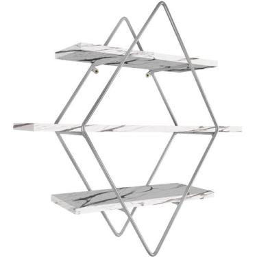 Imagem de Prateleira Tripla Estante Decorativa Livros Quarto Sala Losan Aço MDF 