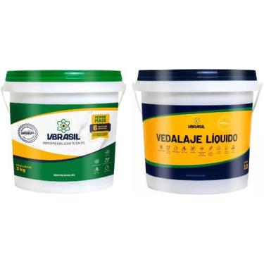 Imagem de KIT Impermeabilizante VBrasil em Pó 3kg + Vedalaje 3,2 Litros