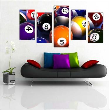 Imagem de Quadro Decorativo Sinuca Bilhar Esporte Decorações Salas 5 peças com M