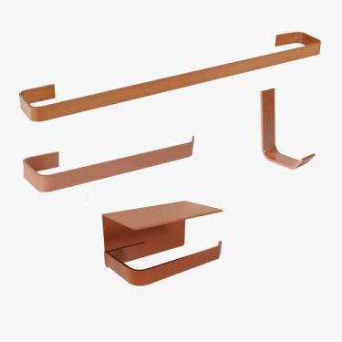 Imagem de Kit Acessório Para Banheiro Rose 4 Peças C/ Suporte Celular - Letu Var