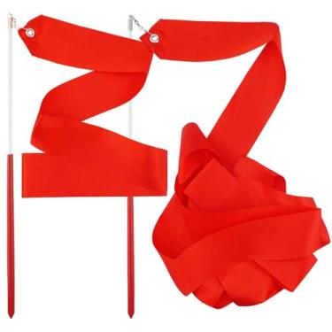 Imagem de FAZHBARY Fitas de dança vermelhas, fitas de ginástica rítmica, fitas dançantes para bastão, suprimentos de treinamento de dança artística, pacote com 2