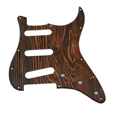 Imagem de Dopro 11 furos estilo Strat guitarra 3D impressa em plástico Pickguard ponte invertida com parafusos para Fender Jimi Hendrix Stratocaster padrão de madeira