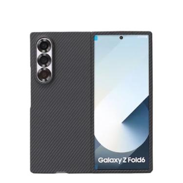 Imagem de Waillynice Capa de fibra de carbono real para Samsung Galaxy Z Fold6, capa de fibra de aramida design fino para Z Fold6 capa de telefone anti-queda (600D (furo grande), Galaxy Z Fold6)