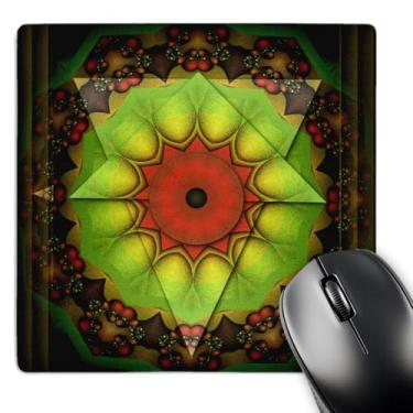 Imagem de 3dRose Mouse pad LLC 20 x 20 x 0,65 cm Mandala 5 triângulo verde olho vermelho meditação harmonia psicodélica (mp_24834_1)