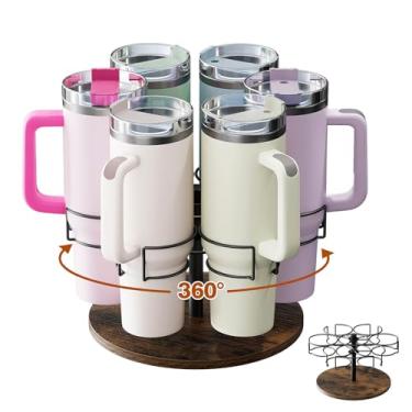 Imagem de Kssiaz Organizador de garrafa de água para Stanley 1,134 g, suporte organizador de copos Stanley giratório, suporte organizador de copo, acessórios para copos Stanley, fácil de instalar, marrom