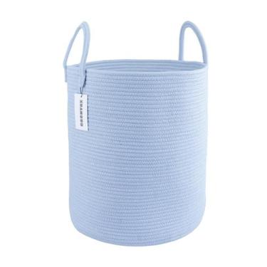 Imagem de Cesto de Roupa Suja XUANGUO - Corda de Algodão - Azul Claro