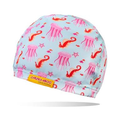 Imagem de Cheekaaboo Touca de natação infantil | Tecido elástico macio de secagem rápida | Touca de natação infantil confortável para meninos e meninas de 2 a 8 anos