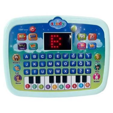 Imagem de Brinquedo Tablete Educacional  Inglês  Aprendizagem Display Led Azul -